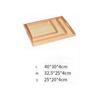 Rectangular Educational Tray with Handles Natural Wood Wooden Tray with Handles Solid Sturdy for Homeschool