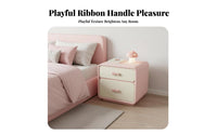 2-Drawer Cabinet with Bow Pulls Space-Saving Design Bedside Table Compact Size
