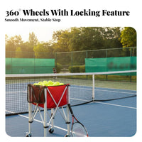 Foldable Tennis Ball Cart Lightweight Tennis Ball Container with Wheels Multipurpose Use Foldable Pickleball Cart for Coaches, Parents