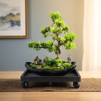Plant Stand with Wheels, Rectangular Moving Plant Pot with 10 Heavy Duty Rollers, Simple Style Rolling Flower Pot Mover for Balcony Garden Use