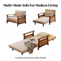 Folding Armchair Bed Sturdy Wood Frame Fold-Foldable Sleeper Chair Foldable Versatile for Apartment Dwellers, Adults