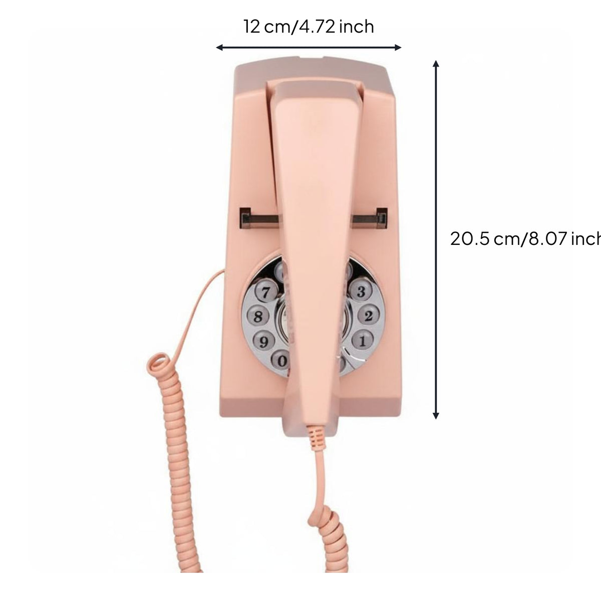 Vintage Corded Telephone Coiled Cord Corded Wall Telephone Round Dialing Surface Vintage Rotary Phone for Hotel, Bedroom