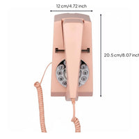 Vintage Corded Telephone Coiled Cord Corded Wall Telephone Round Dialing Surface Vintage Rotary Phone for Hotel, Bedroom