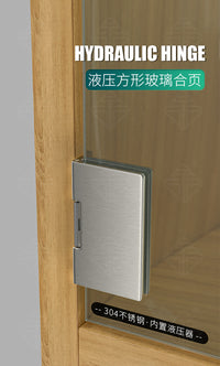 液压玻璃柜门铰链无框展柜酒柜不锈钢玻璃夹玻璃门缓冲合页免打孔