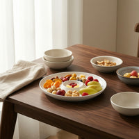 Divided Serving Plate with Center Dipping Cup White for Entertaining