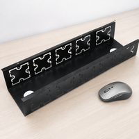 Black Cable Management Tray, Under Desk Carbon Steel Cable Management, Screw Mounted Cord Organizer for Office Desk, Modern Minimalist Design