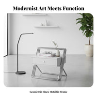 2-Tier Glass and Metal End Table adaptable Use Nightstand Easy Assembly