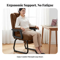 Padded Sled Base Chair Reclining Backrest Guest Seating Linkage Armrests