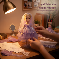 20cm Cotton Doll Purple Gown Outfit - Handmade Original Design