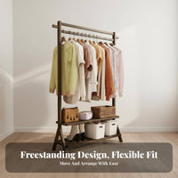 Minimalist Design Clothes Hanging Stand Space-Saving Unrestricted Standing Clothes Rack with Shelves Multifunctional Unrestricted Standing Garment Rack with Shelves Easy Assembly for Apartment Dwellers, Homeowners, Bedroom, Guesthouse, Dorm Room, Entryway