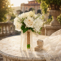 European Design Bridal Hand Floral Arrangement Soft Color Palette Floral Decor