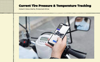 Tire Pressure Tracking System, cordless instantaneous Detector, LCD Display, Temperature and Pressure Alarm for Motorcycles and Electric Bikes