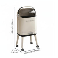 High-Leg Trash Can with Wheels Built-in Storage Drawer Large Capacity Waste Bin
