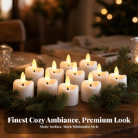 12 Pieces LED Tea Lights with Remote | Warm White, Tea Light Candles with Charging Base, Flickering, for Home Decor