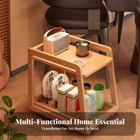Sofa Side Cart Easy Mobility Wheeled End Table Raised Guardrails for Living Room