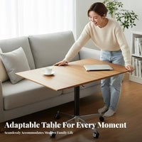 C-Shaped Rolling Table Lockable Casters Living Room Furniture for Home Workers
