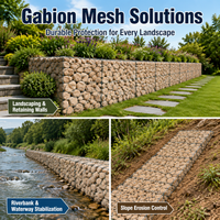 Gabion Mesh 100x100cm, Galvanised Wire Mesh Cages, Stone Baskets for Retaining Wall, Flood & Slope Protection