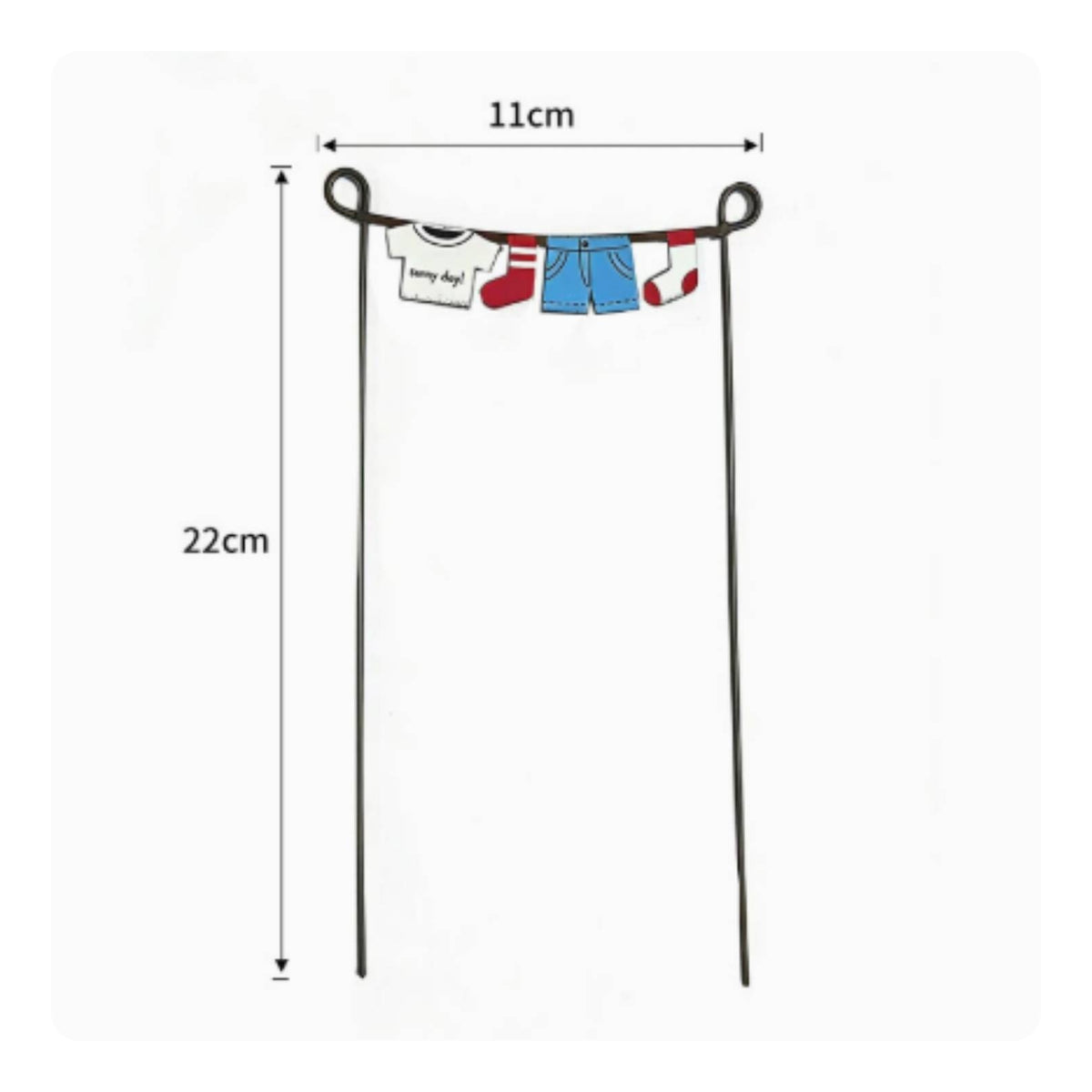 Clothesline Garden Sign Easy to Insert Decorative Iron Plant Sign Lightweight