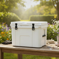 Large-Capacity Insulated Cooler Box Leakproof Cooler with Drain Plug Outdoor Portable Cool Box for Campers, Camping, Fishing