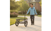 Mesh Cargo Trailer Compact Trailer with Mesh Basket Low-Profile Pull Cart with Handle for Fishing, Grocery Shopping