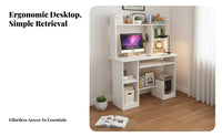 Writing Desk with Bookshelf Multi-functional Office Desk with Storage Shelves Wide Desktop Study Table for Students Suitable for Home Dormitory Bedroom