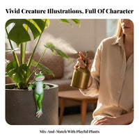 Resin Frog Statue Cute Design Funny Resin Frog Creative Poses Flower Pot Statue for Balcony, Desktop