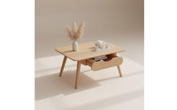 Minimalist Design Solid Wood Tea Table Sturdy Rectangular Coffee Table Easy to Clean Living Room Furniture for Small Apartment