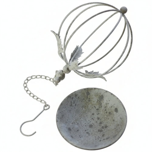 Bird Top Planter Wrought Iron Cage Style Planter Distressed Finish for Garden