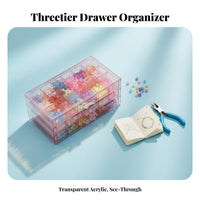 Clear Multi-Drawer Bead Box Transparent Design Craft Organizer for Desktop, Home
