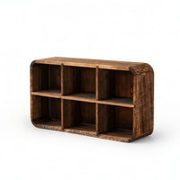 Compartment Shelf with Back Panel Rustic Tea Cup Display Rack, Space Saving Teacup Display Rack for Collectors