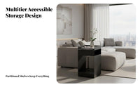 2-Tier C-Shaped End Table Movable eveningstand Rolling casters for Bedroom, Adults