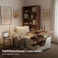 Movable C-Shaped Adjustable Table With casters Household Furniture Space Saving Laptop mobile desk Multi-Functional for Apartment Dwellers, Students, telecommuter Workers, Living Room, Small areas, Bedroom, Home Office