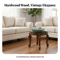 Round Wooden Stool sturdy Wood Round Four-Legged Stool Western design for Bedroom