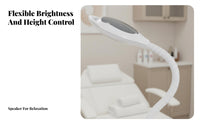 Flicker-Non-Flickering Shadowless Beauty Lamp Wheeled Base Esthetician Rolling Light Dimmable Gooseneck Task Light 16x Magnification for Artists, Dermatologists, Medical Office, Workshop, Crafting, Reading