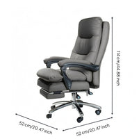 PU Leather Executive Chair Gray High Back Office Chair Upholstered for Study Room