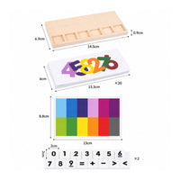 Math Toy with Wooden Base Hands on Counting and Color Sorting Toy Interactive Number Matching Game for Kindergarteners, Young Children, Classroom