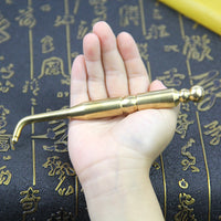 Pure Copper Curved Acupoint Probe Pen with Round Metal Ear Probe