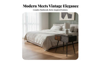 Patchwork Front Cabinet Distressed Finish Bedside Table Minimalist Form