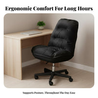 Luxuriously Soft Armless Rolling Chair Easy Assembly Office Furniture Adjustable