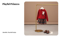Girls Knitted Sweater Set, Princess Skirt, 2-Piece, Autumn Winter, New Year, Soft Fabric