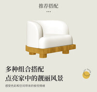 侘寂风小户型客厅布艺沙发北欧轻奢直排三人位日式民宿原木羊羔绒