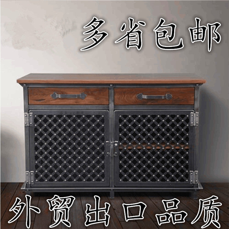 Vintage Industrial Style Iron Art Sideboard Storage Cabinet Tea Station Distressed Restaurant Buffet Bar Wine Cabinet