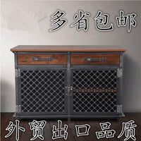 Vintage Industrial Style Iron Art Sideboard Storage Cabinet Tea Station Distressed Restaurant Buffet Bar Wine Cabinet