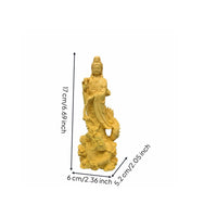 Wood Carved Guanyin Statue Spiritual Dragon Guanyin Sculpture Avalokiteshvara Figure for Buddhists
