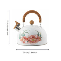 3L Steaming Kettle Fast Heating Floral Print Water Kettle Works On All Stovetops Whistling Teapot