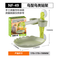 Suction Cup Parrot Perch with Feeding Cup and Waste Tray