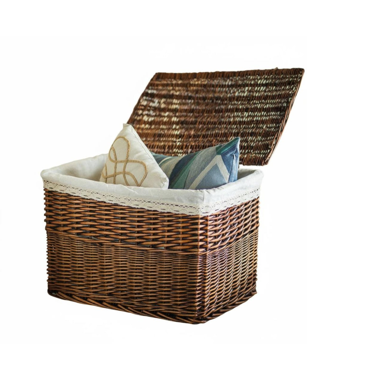 Woven Container with Lid Large Capacity Rectangular Woven Basket with Lid