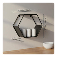 Hexagon Wall Shelf Geometric Crafted Metal Wall Shelf Space Saving Household Decor for Living Room