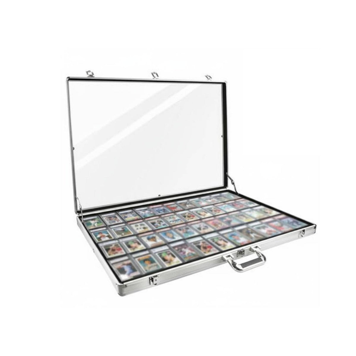 Foldable Folding Card Case Blocking Portable Collectible Display Box Lightweight Aluminum Showcase Case Sturdy Protection for Night Market, Street Vending