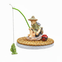 Floating Angler Figurine Pond Angler Ornament for Desktop Fountain, Garden